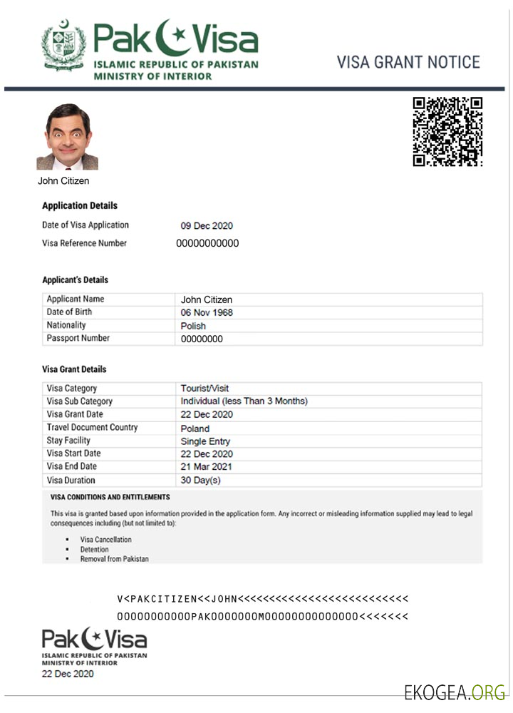 Visa électronique PAKISTAN